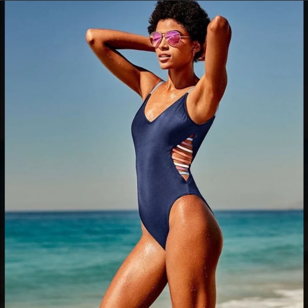 PINK VS  Strappy Side One Piece Swimwear Bodysuit